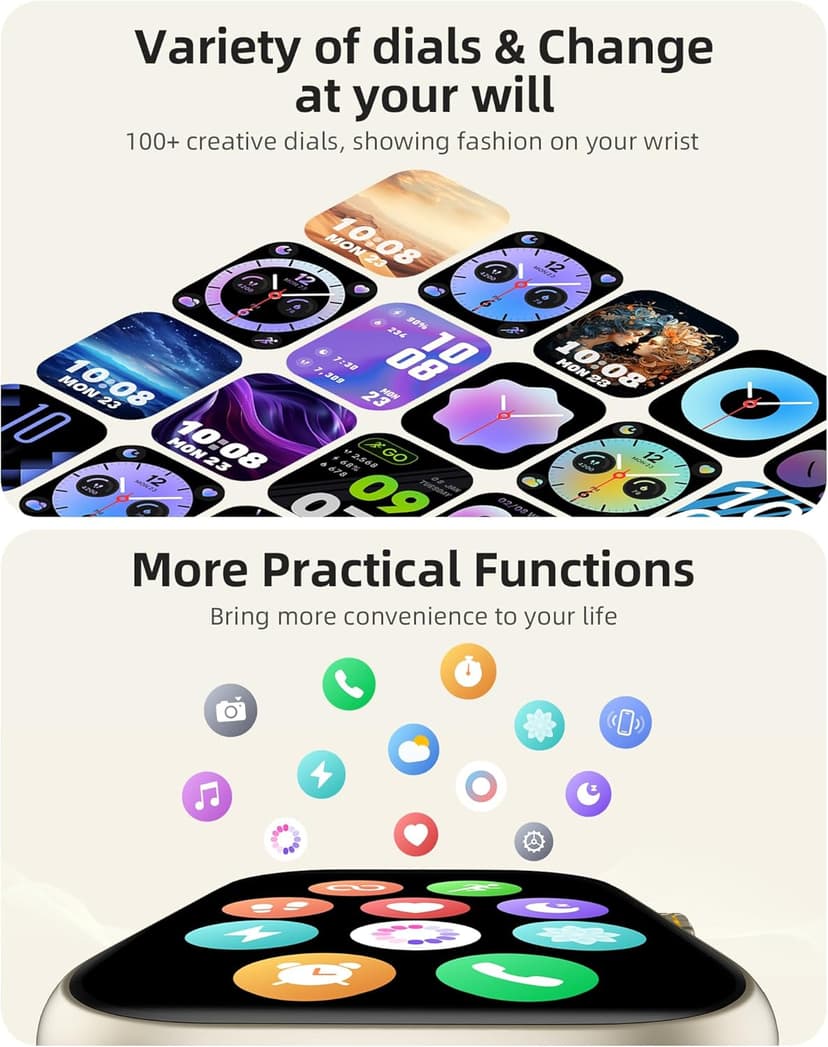 Parsonver Built-in GPS Smart Watch for Women Men with Bluetooth Calling, GPS Fitness Activity Tracker 100+ Sport Modes, Heart Rate Sleep Monitor, Waterproof Pedometer for Android & iPhone(Two Bands)