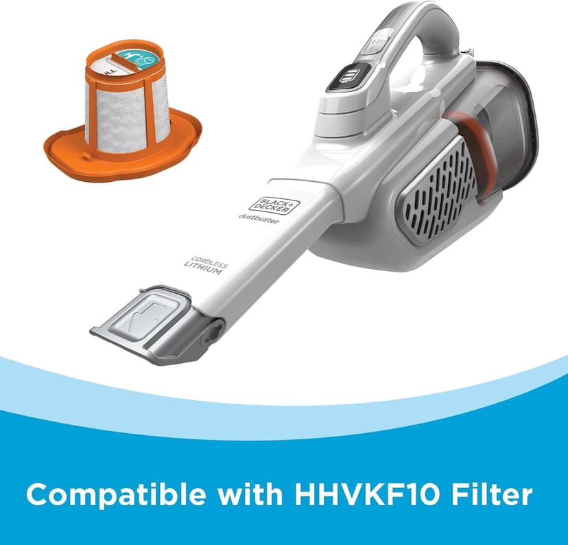 BLACK+DECKER Dust Buster Hand Held Vacuum Cordless Rechargeable, Portable Vacuum for Car, Extended Runtime, Powerful Suction, Extra Long Crevice Tool, AdvancedClean+ (HHVK320J10)