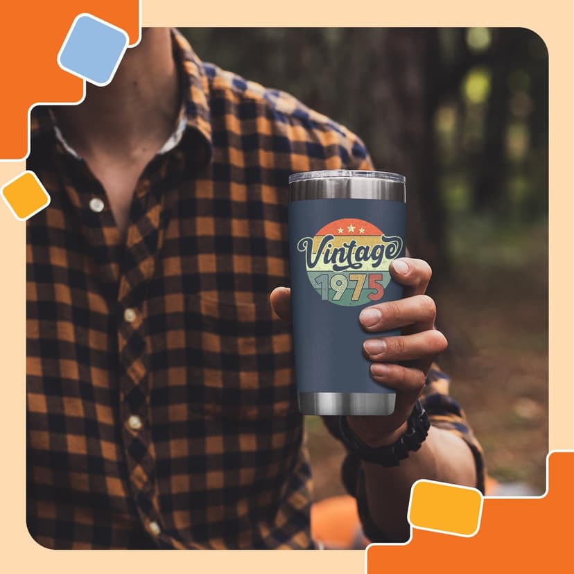 NewEleven 50th Birthday Gifts For Men Women - 1975 50th Birthday Decorations For Him Her - Present For Men Women Turning 50 Year Old Gifts For Mom, Dad, Wife, Husband - 20 Oz Tumbler