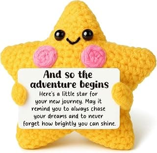 Crochet Star Graduation Gift, New Job & Good Luck Keepsake, Farewell & Moving Gift for Coworker Friend, Motivational Desk Decor for Student, Congratulations for New Adventure B0FQCBMF9V