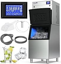 22" Commercial Nugget Ice Maker Machine 420LBS/24H with 350LBS Storage Bin, Nugget Ice Style, Air Cooled Powerfull Compressor, Industrial Nugget Ice Machine for Business