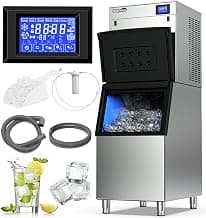 22" Commercial Nugget Ice Maker Machine 420LBS/24H with 350LBS Storage Bin, Nugget Ice Style, Air Cooled Powerfull Compressor, Industrial Nugget Ice Machine for Business