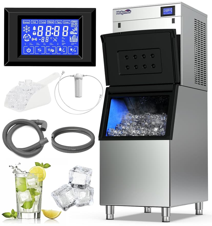 22" Commercial Nugget Ice Maker Machine 420LBS/24H with 350LBS Storage Bin, Nugget Ice Style, Air Cooled Powerfull Compressor, Industrial Nugget Ice Machine for Business