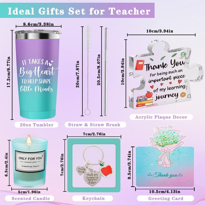 Teacher Gifts for Women, Christmas Teacher Appreciation Gifts from Student, Best Teachers Tumbler, Acrylic Plaque, Back to School Birthday Retirement Thank You End of Year Gift for Teachers