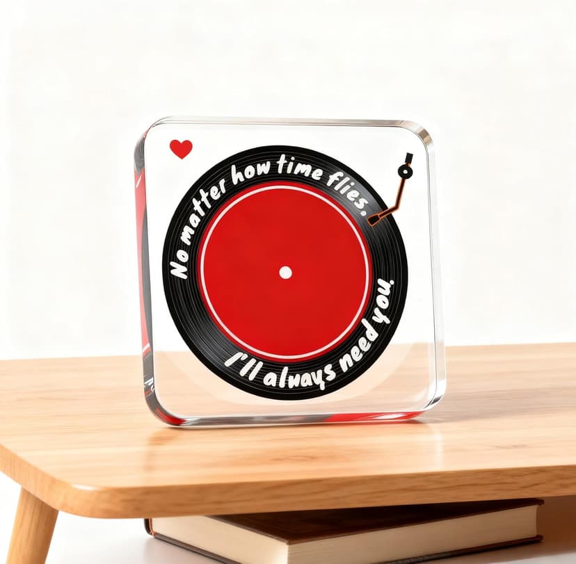 Heartwarming Gift for Husbands, Boyfriends, Couples & Retro-Style Fans, Ideal for Valentine's Day, Birthdays, Christmas, Anniversaries & Home Décor - Romantic Vinyl Record Acrylic Decor(Black and red)