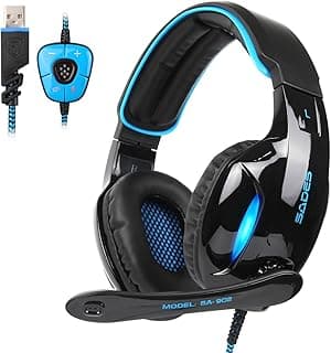SADES SA902 7.1 USB Surround Sound PC Headsets Over-Ear Gaming Headphones with Microphone LED Light
