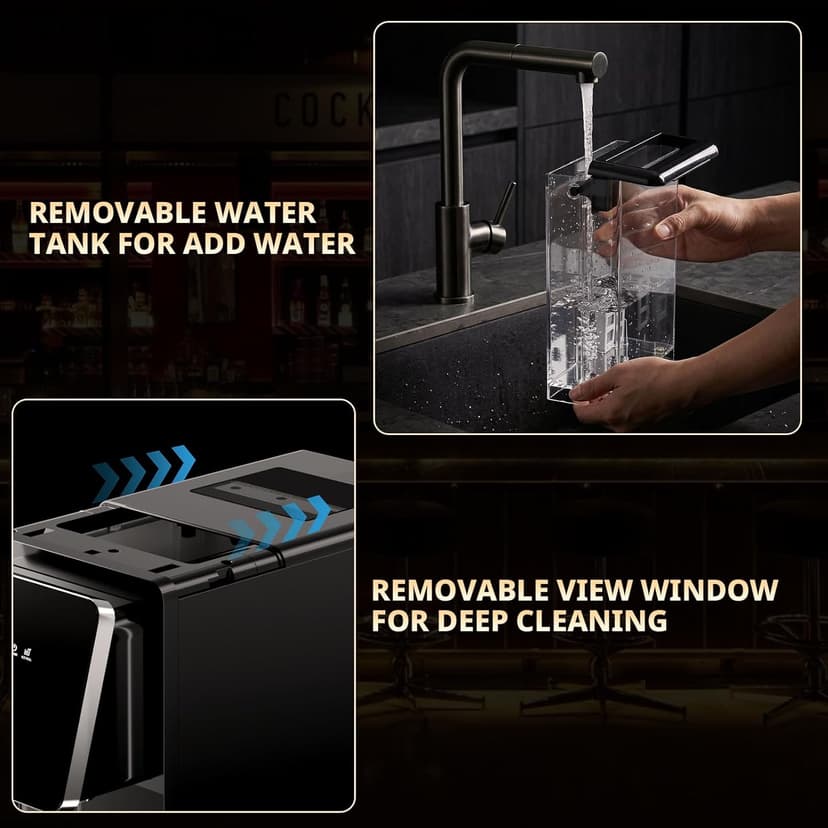 Cowsar 2-in-1 Countertop Ice Maker with Water Dispenser, 26lbs/24H, Fast 9 Ice in 8 Mins, 2 Sizes of Bullet Ice Machine with 3.3L Removable Water Tank for Home, Kitchen,Office