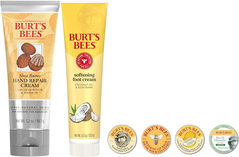Burt's Bees Back To School Gifts Ideas - Classics Set, 6 Products in Giftable Tin – Cuticle Cream, Hand Salve, Lip Balm, Res-Q Ointment, Hand Repair and Foot Cream