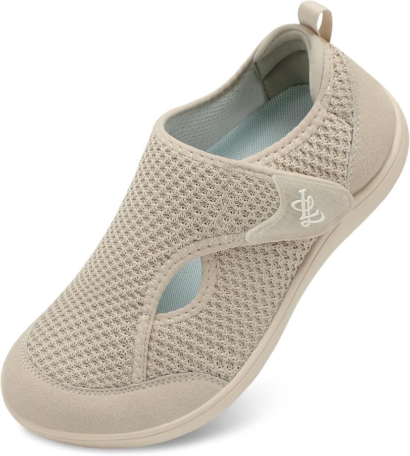 LeIsfIt Womens Wide Diabetic Shoes Adjustable Barefoot Walking Shoes Breathable Zero Drop Sneakers for Wide Width Arthritis Edema Feet