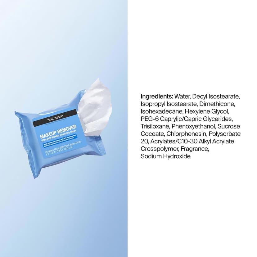 Neutrogena Makeup Remover Wipes, Daily Single Face Cleansing Towelettes, Makeup Removing Cleansing Wipes Removes Dirt & Oil, Alcohol-Free Face Towelettes, 20 ct