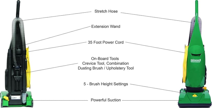 BiSSEll BigGreen Commercial PowerForce Bagged Lightweight, Upright, Industrial, Vacuum Cleaner, BGU1451T