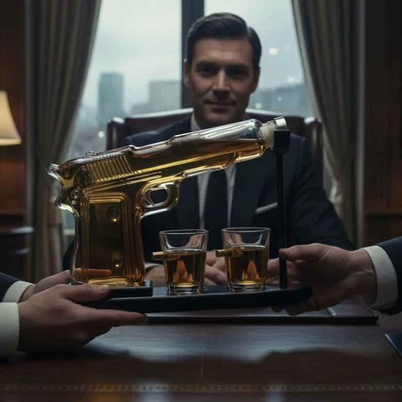 Gifts for Men Dad, 10.1 Oz Whiskey Gun Decanter Set + 2 Bullet Glasses - Unique Birthday Pistol Gift Ideas Daughter Son, Personalized Liquor Dispenser - Scotch Bourbon Vodka, Him, Brother Husband