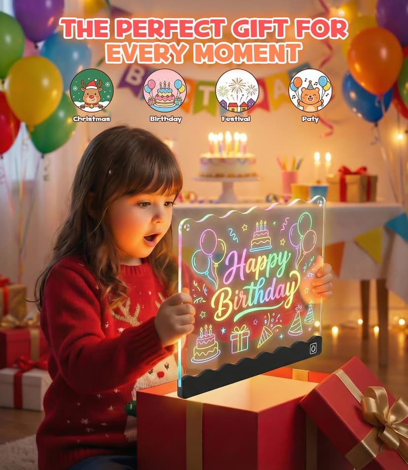 USB-C 10" Light Up Coloring Pad, 7 Color Doodle Glow Tablet, 7 Pens, 10 Tracing Sheets, Unicorn Birthday Gift Age 4 5 6 7 8 9 LED Drawing Board for Girls, Arts Gifts Kit and Crafts Toys for 3+ Year Old B0GDCX74KL