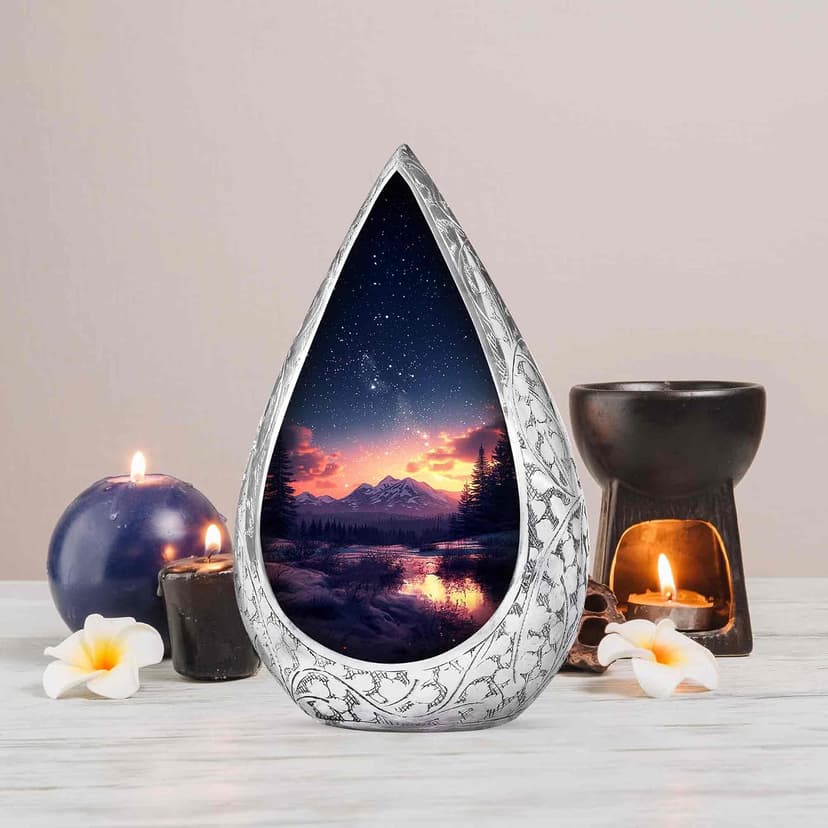Majestic Night Burial Urn for Adult Female and Male - Small Drop Urns for Human Ashes Adult - Urns for Human Ashes - Memorial Funeral Gift 3 Inch with 3 Cubic Capacity B0FHDYNKTV