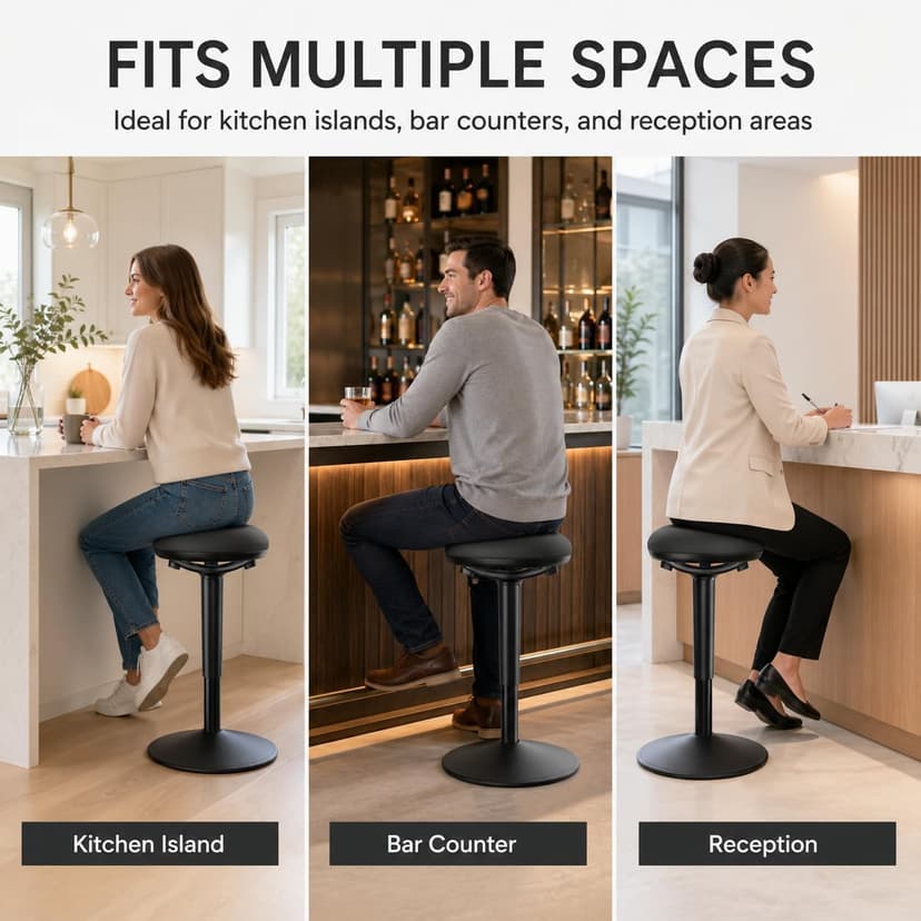 Standing Desk Chair with 360-Degree Standing Desk Chair with Memory Foam Seat Cushion, Lightweight & Flexible