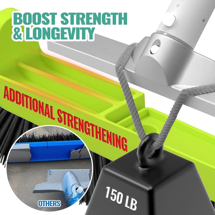 18" Pool Brush Head for Cleaning Swimming Pool Walls, Curved Ends High-Efficiency Scrub Brush for Tile, Fiberglass, Flooring and Vinyl Pools, Fits Φ1.25” Poles (Green & Black)