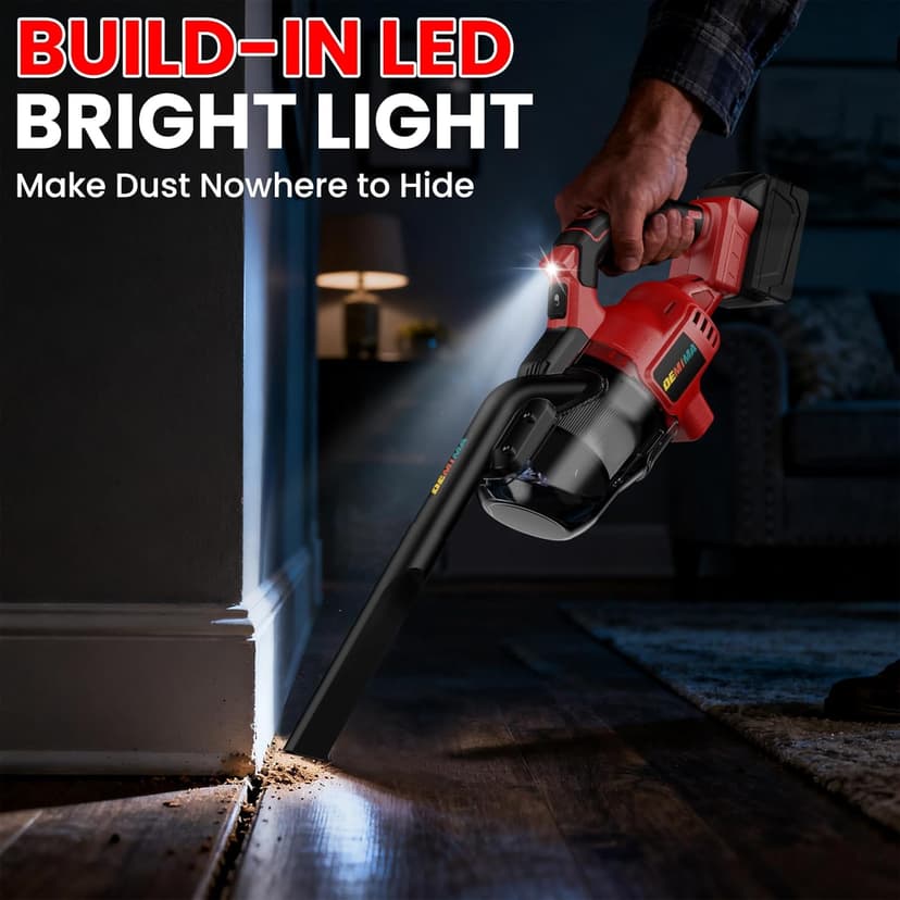 Cordless Vacuum for Miwaukee 18V Battery, 5 in 1 Lightweight Handheld Vacuum Cleaner with 500W Powerful Motor, 46 CFM Portable Hand Vacuum with Filtration HEPA for Floor, Carpet(Battery Not Included)