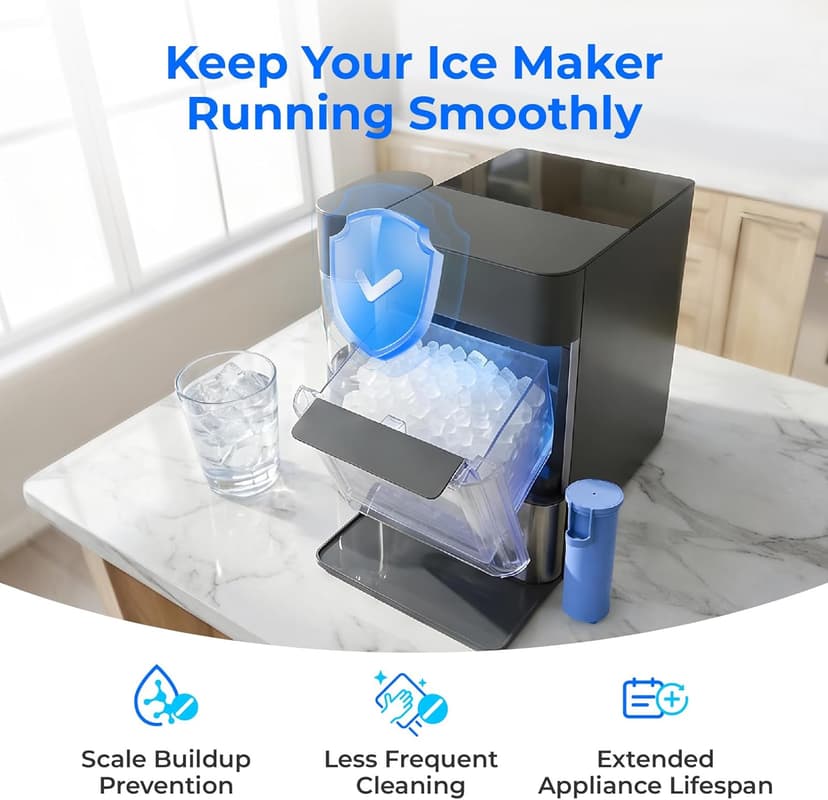 Waterdrop C33 Ice Maker Water Filter, Replacement for GE® Profile Opal Nugget Ice Maker Water Filter, Scale Inhibiting, with Ring Pull, BPA-Free, 3 Pack