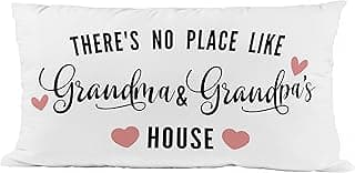 There's No Place Like Grandma and Grandpa's House Soft Throw Pillow Covers 20x12 Inch Grandparents Day Gift Fathers Day，Mothers Day for Grandma, Grandpa's