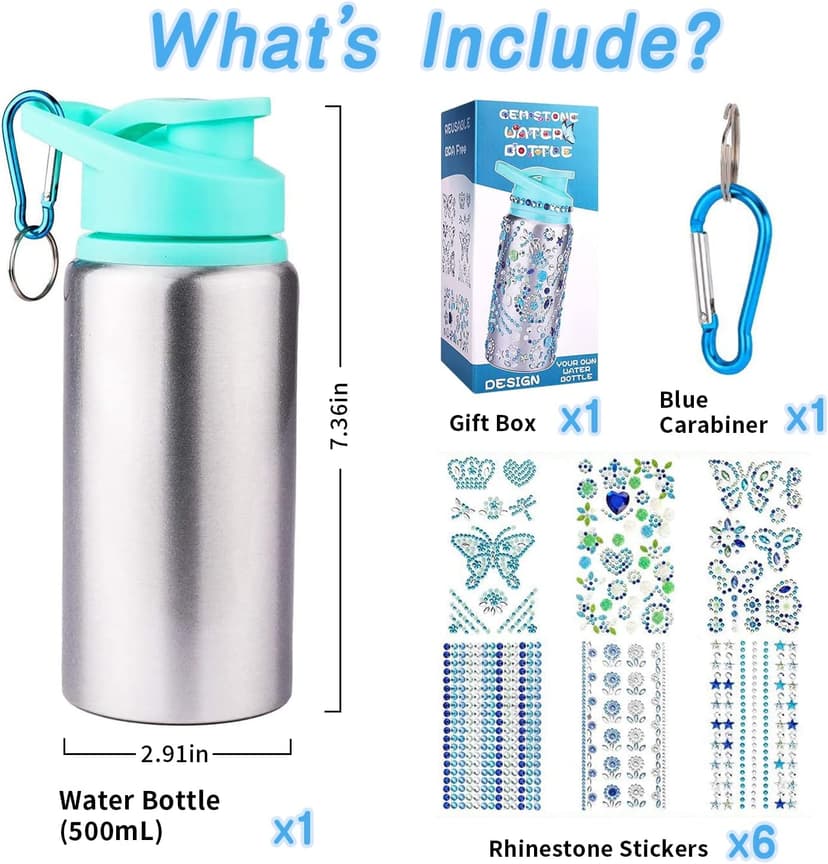 Gifts for Girls, Decorate Create Your Own Water Bottle Kits for Girls, Fun DIY Arts and Crafts Kits Supplies Toys for Kids Ages 4-6-8-10-12, Birthday Gifts Ideas for Girls Back to School Christmas