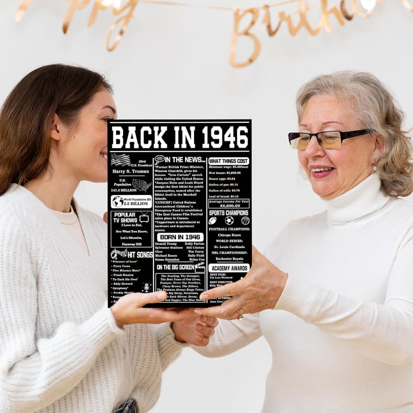 Asmallgf Happy 80th Birthday Gifts for Grandpa Grandma, Giant Big Eighty Years Old Bday Card for Women Men, Vintage 80 Husband Wife Bday Decorations