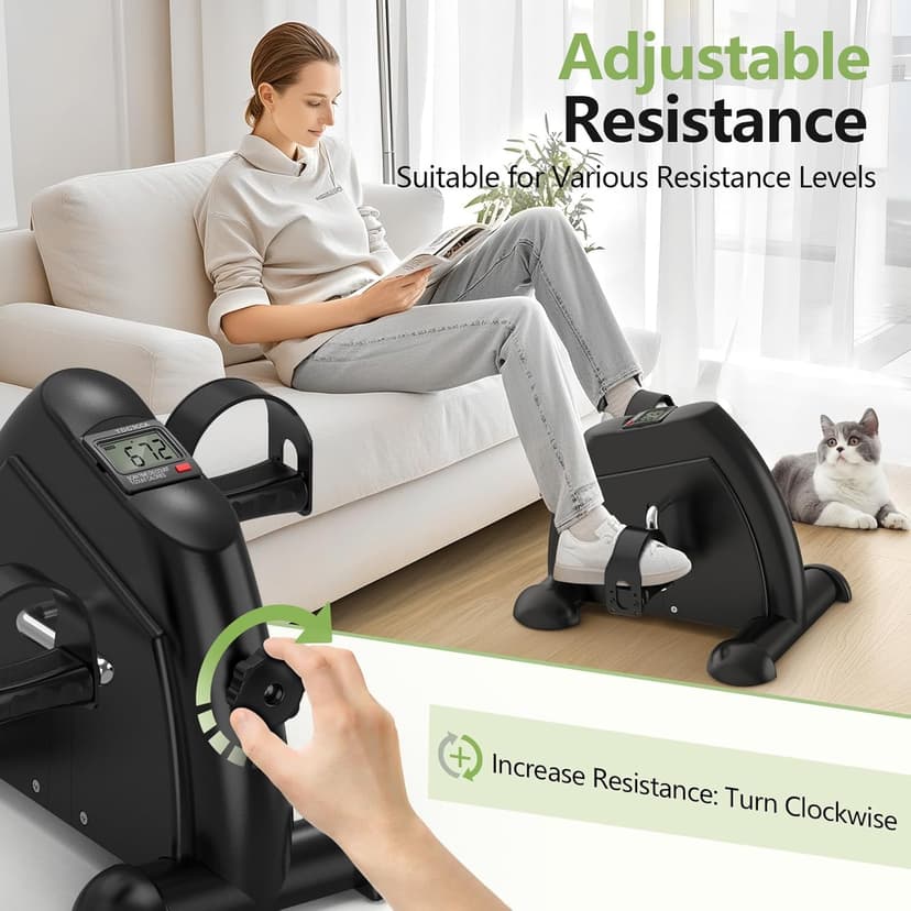 FITKS360 Under Desk Elliptical & Mini Exercise Bike - Seated Electric Leg Exerciser Under Table Oval Electric - Seniors Sit Exerciser Full Assembled Pedal with Remote Control