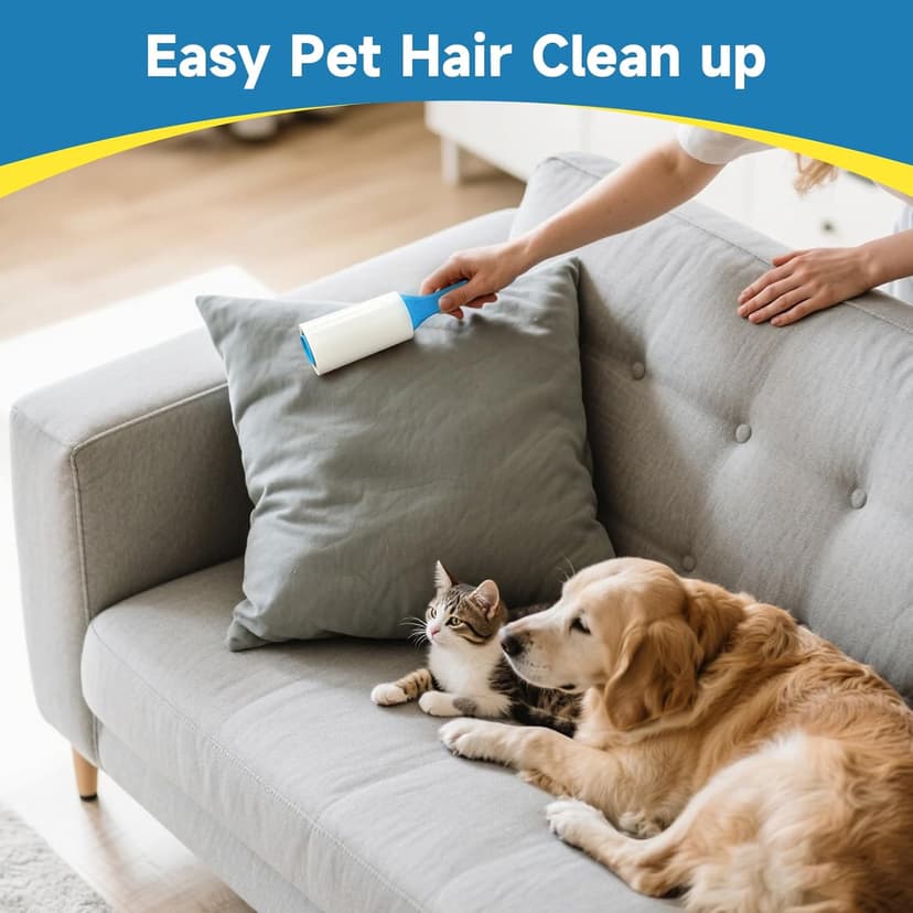 Swihauk 600 Sheets Extra Sticky Lint Rollers for Pet Hair, Easy Spiral Tear Lint Roller for Clothes with Ergonomic Handle, Multipurpose Lint Remover for Furniture, Carpet, Car Seat