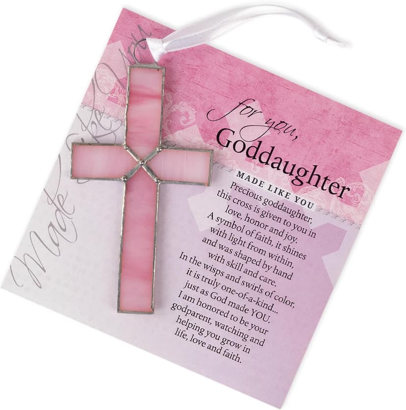 Handmade Glass Cross with Loving Sentiments Perfect Christian Gift for Goddaughter On Birth Baptism Confirmation Christening Birthday from Godparents B01C4JGY2M
