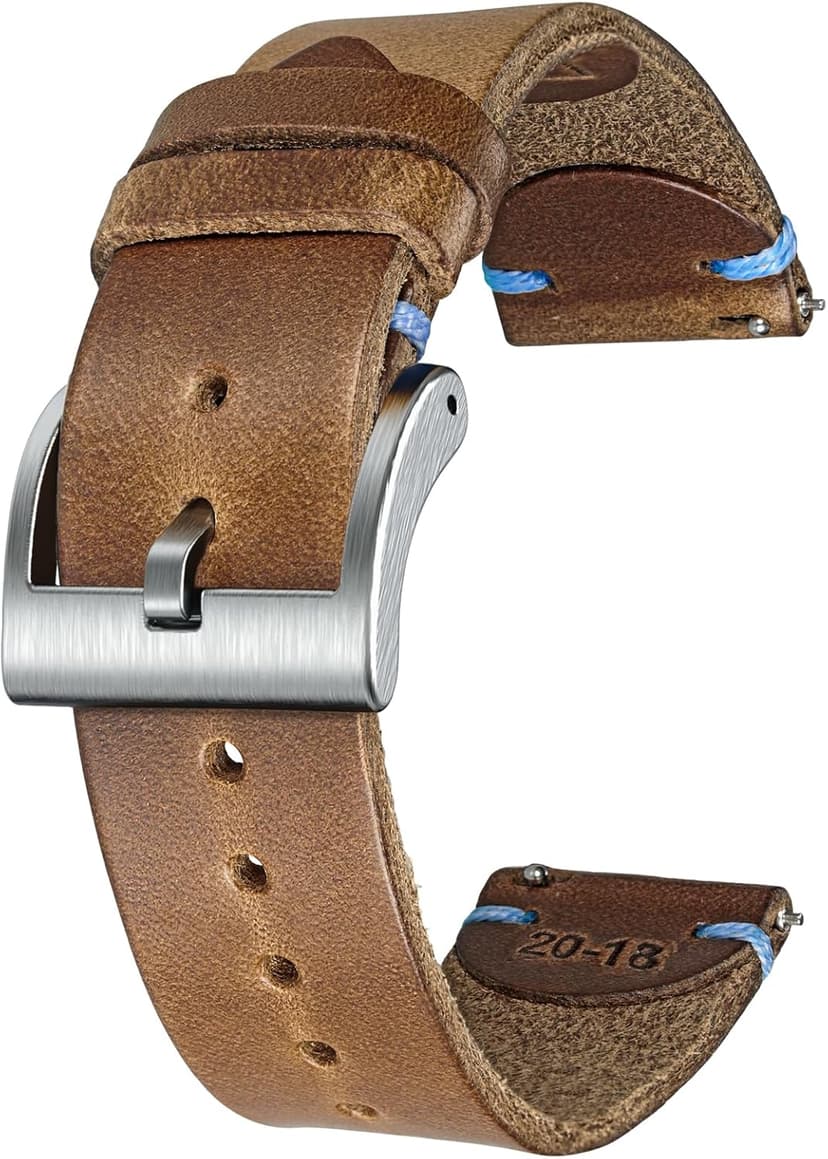 torbollo torbollo Soft Horween Leather Watch Bands for Men, 22mm Leather Watch Strap, Quick Release Handmade Watch Strap Soft Vintage Replacement