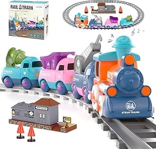 Train Set for Toddler Toys,Electric Train Toy for 3-5 Year Old Boy Gifts, Christmas Trains Set for Kids Ages 4-8 with Music, Light,Tracks,Kid Toys for 4 5 6 Year Old Boy Girl Christmas Birthday Gifts