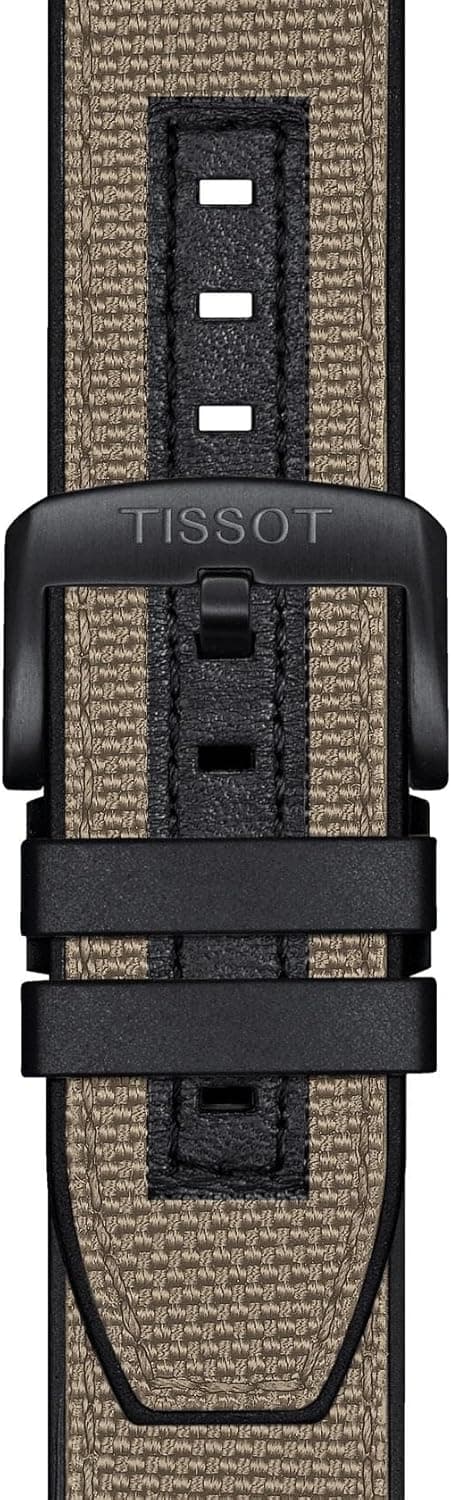 Tissot Mens Supersport Chrono 316L Stainless Steel case with Black PVD Coating Swiss Quartz Watch, Black, Beige, Textile, 22 (T1256173705101)