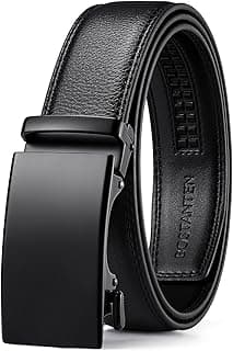 BOSTANTEN Mens Belt Leather Ratchet Belt For Men Dress and Casual with Adjustable Buckle, Trim to Fit