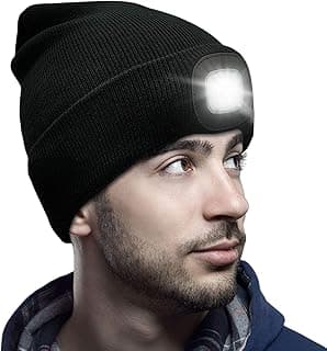 CENSGO Unisex Hat with Light, USB Rechargeable LED Headlamp Beanie, Gifts for Dad Father Men Husband Warm Knitted Cap