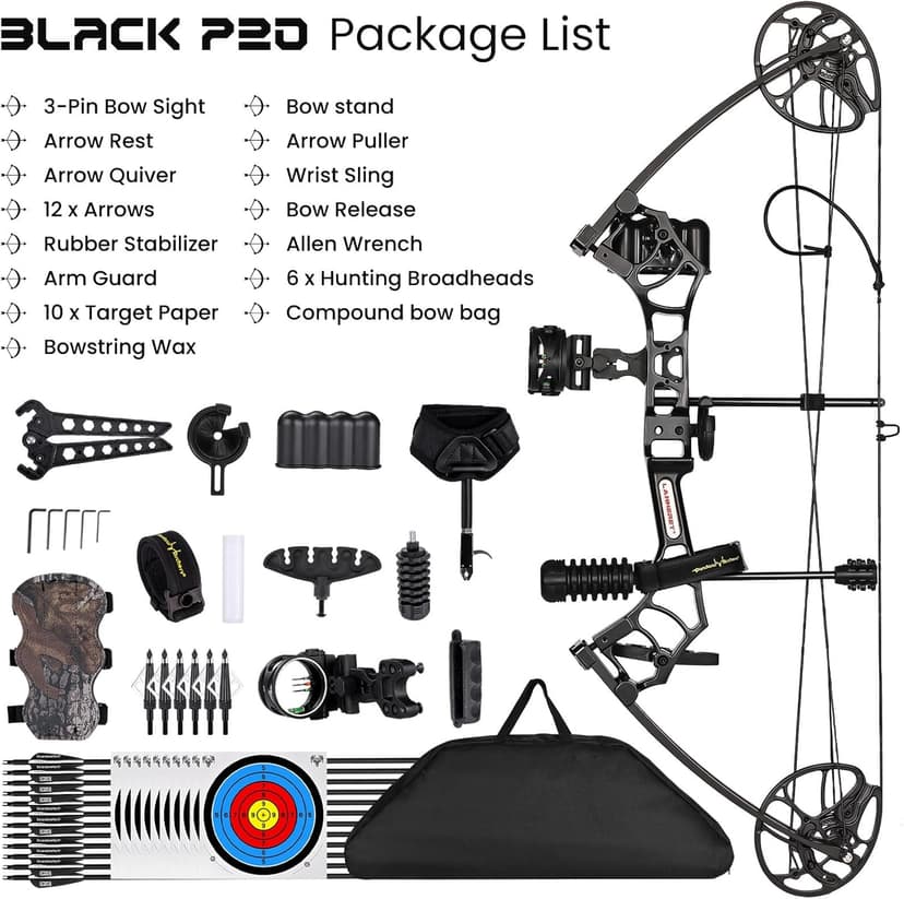 Archery Eagle Compound Bow and Archery Sets 20-70lbs for Adults and Teens,25"-31" Draw Length，up to IBO 320 fps，Lightweight Design Bow Adjustable 2026 New