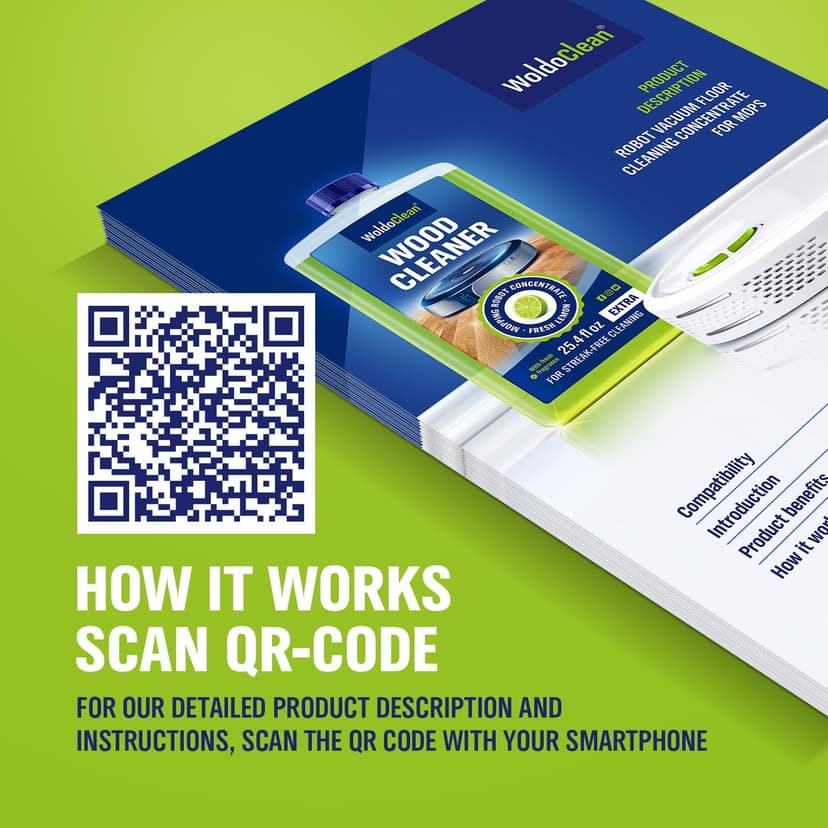 WoldoClean Robot Mop Floor Cleaner Concentrate - safe for Sealed Hardwood, Laminate & LVP Vinyl, 25oz for 75-150 uses