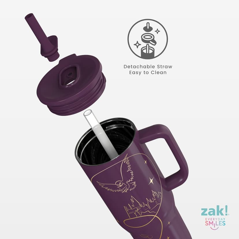 BPA Free, Silicone Straw, Handle, Cupholder Friendly, Dishwasher Safe, For Office, Home, Travel, Work, Gym, Fitness Zak Designs Harry Potter 30oz Spill-Proof Insulated Stainless Steel Tumbler B0FT7C47X5