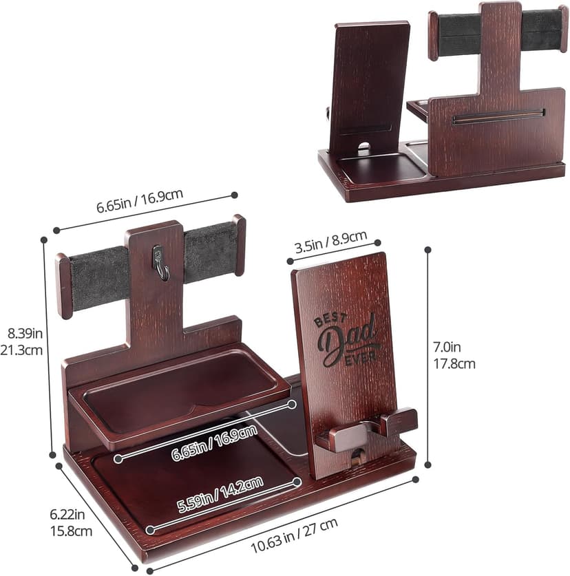 ProCase Gifts for Dad, Wood Phone Docking Station for Men, Dad Gifts From Daughter Son, Mens Nightstand Organizer, Anniversary Birthday Gifts for Dad Father Husband Him -Espresso (Engraved Word)