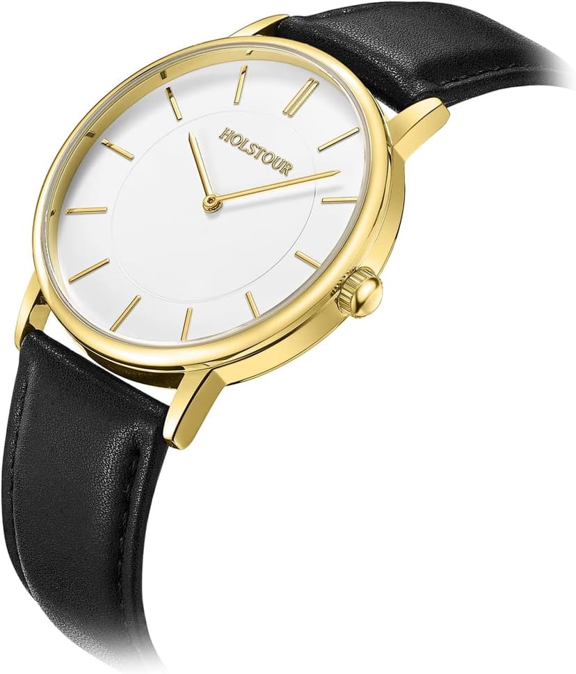 HOLSTOUR Watches for Mens Minimalist Fashion Business Wrist Watch Analog with Leather Strap