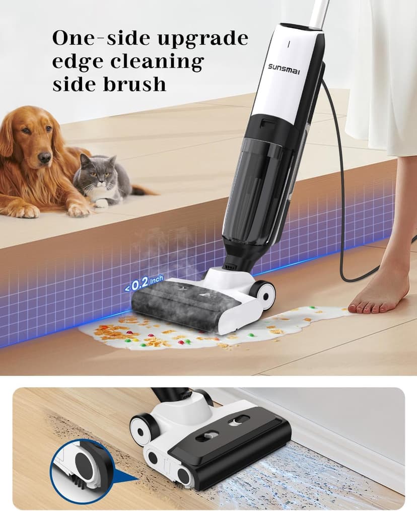4-in-1 Steam Vacuum Mop Self-Cleaning Wet Dry Vacuum for Hardwood Floors Carpets 212°F High-Temperature Steam with LED Display