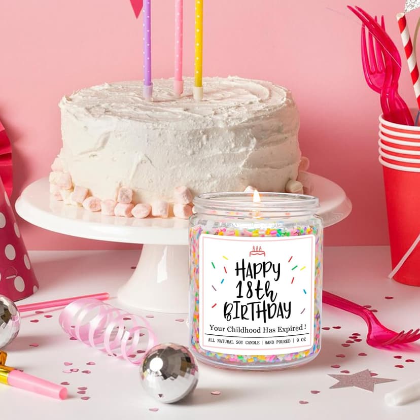 Homsolver 18th Birthday Gifts for Girls Boys, Vanilla Scent Ideas 18th Birthday Candles for Sister, Daughter, Best Friends, Handmade Aromatherapy with 50+ Hour Burn Time, Funny Birthday Decorations B0F2HZQ2B2