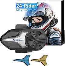 Moman Motorcycle Intercom, Group Intercom Communication Systems, FM, Hi-Fi Stereo, CVC Noise Cancellation, Waterproof BT5.1 Helmet Speaker Headset, 24 Riders Mesh Communicate(CPX 1 Pack)