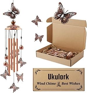 Butterfly Garden Decor for Patio Porch Balcony, Sister Birthday Gifts, Housewarming Gifts for Women, Mom Grandma Butterfly Wind Chimes for Outside, Memorial Wind Chimes, Gifts for Women B09PBWLWPK