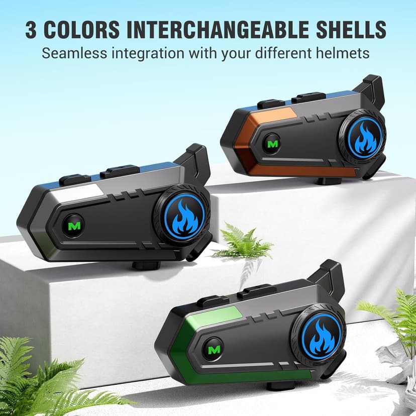 C9 Motorcycle Helmet Bluetooth Headset, V5.4 Helmet Speakers with 2 Type Mics, 2-Way Intercom/Music Sharing/IPX6 Waterproof/Intelligent Noise for Ski/Dirtbike/Snowmobile, Helmet Accessories