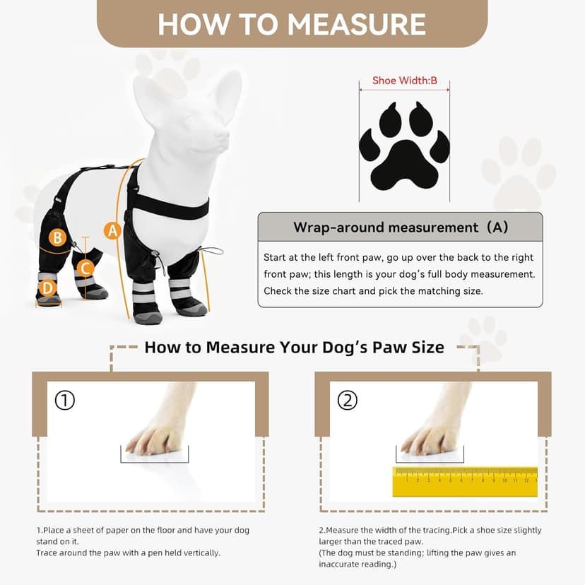 YAQUHO Upgraded Dog Suspender Boots, Suspender Boots for Large Dogs, Waterproof Dog Rain Boot, Anti-Slip Winter Snow Dog Shoes Leggings, Adjustable Paws Protector for Outdoor Dogs Walking Hiking (L)