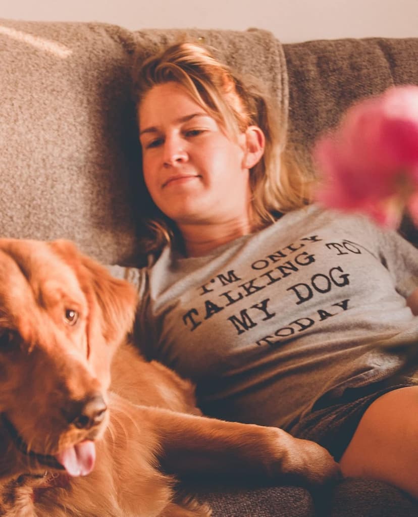 Womens I'm Only Talking to My Dog Today Funny Shirts Dog Lovers Novelty Cool T Shirt