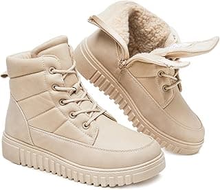 Shupua Boots for Women Winter Combat Boots Womens Ankle Boot Shoes Warm Snow Booties Hiking Sneakers with Zipper