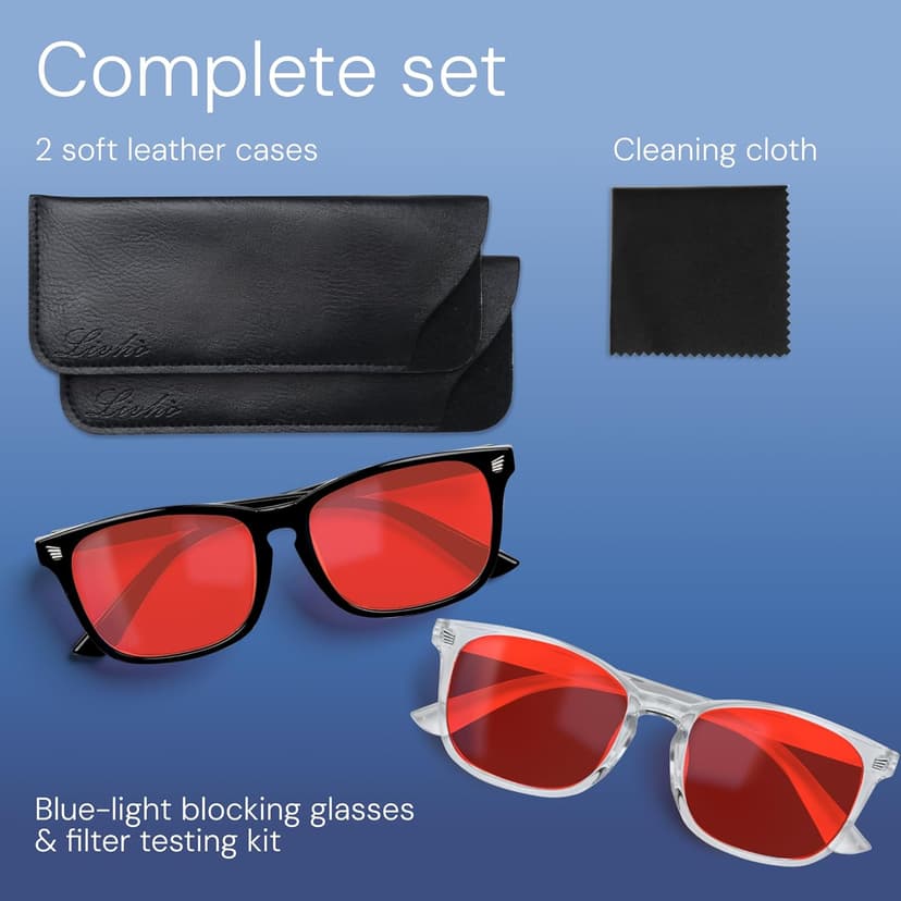 livho Blocking Gaming Glasses Blue Green Light for Computer Sleeping, Dual Coatings Red Lenses, for Women & Men