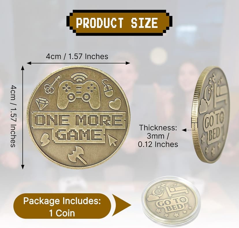 One More Game or Go to Sleep Gamer Decision Coin, Gifts for Gamer Boyfriend, Husband, Men, Gaming Accessories for Men, Game Gifts for Christmas, Valentine's Day, His Birthday B0G3PJT54G