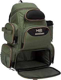 BASSDASH Fishing Tackle Backpack Water Resistant Tactical Bag Soft Tackle Box with Rod Holder and Protective Rain Cover