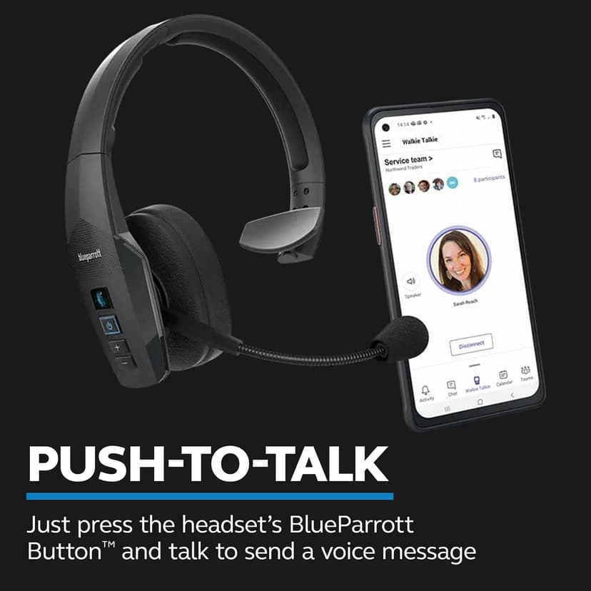 96% noise canceling headset for truck drivers; padded comfort, 24 hr talk time BlueParrott B450-XT Bluetooth Headset B087R97MM2